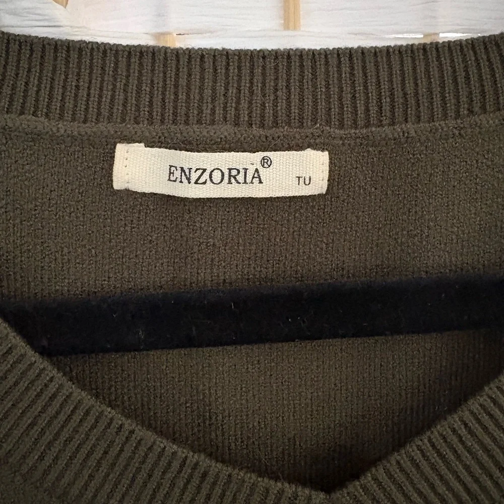 Rock & Roll Oversized Olive Green Sweater - Picture 4 of 6